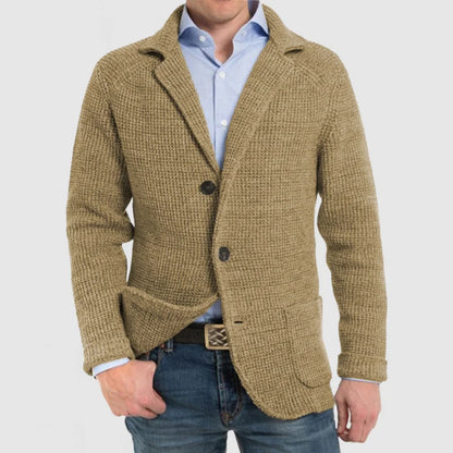 Strickjacke | Warm | Mit Knöpfen | Grob gestrickte Strickjacke | Herrenbekleidung-Khaki-S-Chaps Herrenmode