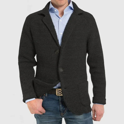 Strickjacke | Warm | Mit Knöpfen | Grob gestrickte Strickjacke | Herrenbekleidung-Schwarz-S-Chaps Herrenmode