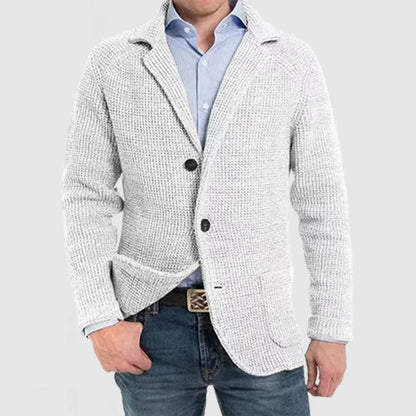 Strickjacke | Warm | Mit Knöpfen | Grob gestrickte Strickjacke | Herrenbekleidung-Weiß-S-Chaps Herrenmode