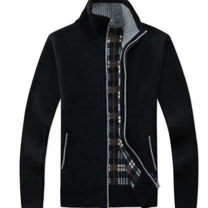 Strickjacke – Warme Herrenjacke mit Stehkragen und Reißverschluss-Chaps Herrenmode