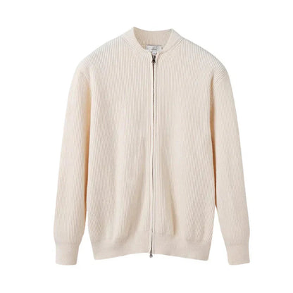 Strickjacke | Weich | Langarm | Reißverschluss-Strickjacke | Herren-Strickjacke-Beige-S-Chaps Herrenmode