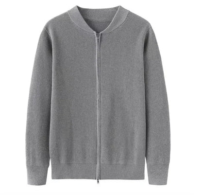 Strickjacke | Weich | Langarm | Reißverschluss-Strickjacke | Herren-Strickjacke-Grau-S-Chaps Herrenmode