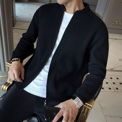 Strickjacke - Weich - Lange Ärmel - Strickjacke mit Reißverschluss - Herren Strickjacke-Schwarz-M-Chaps Herrenmode