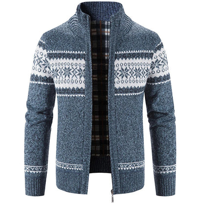 Strickjacke - Zip-Up - Winter - Strickjacke Pullover - Herren Strickjacke-Blau-S-Chaps Herrenmode