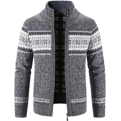 Strickjacke - Zip-Up - Winter - Strickjacke Pullover - Herren Strickjacke-Dunkelgrau-S-Chaps Herrenmode