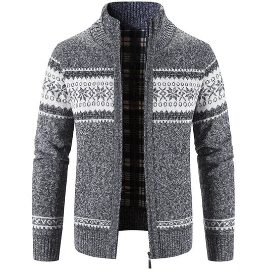 Strickjacke - Zip-Up - Winter - Strickjacke Pullover - Herren Strickjacke-Dunkelgrau-S-Chaps Herrenmode
