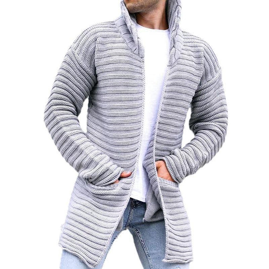 Strickjacke – mit Kapuze – vorne offen – lange Strickjacke – Herren-Strickjacke-Chaps Herrenmode