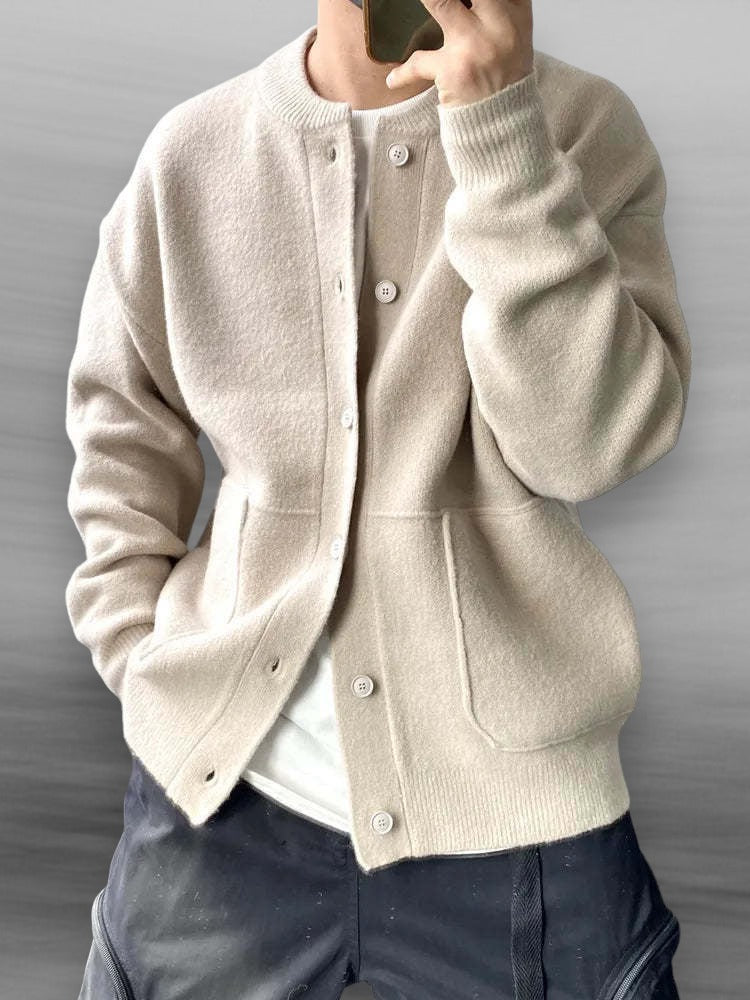 Strickjacke mit Knöpfen | Lässig | Taschen | Strickjacke | Herren-Strickjacke-Beige-S-Chaps Herrenmode