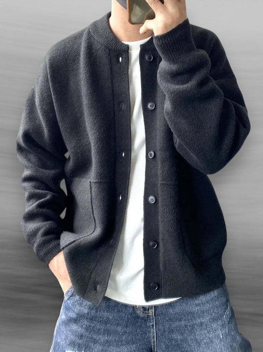 Strickjacke mit Knöpfen | Lässig | Taschen | Strickjacke | Herren-Strickjacke-Schwarz-S-Chaps Herrenmode