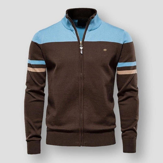 Strickjacke mit Reißverschluss | Vintage | Zip-Up | Strickjacke | Herrenjacke-Lichtblauw-S-Chaps Herrenmode
