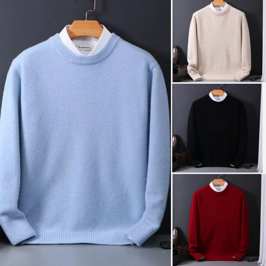 Strickpullover – Einfarbiger Strickpullover mit Rundhalsausschnitt für Männer für den Winter-Chaps Herrenmode