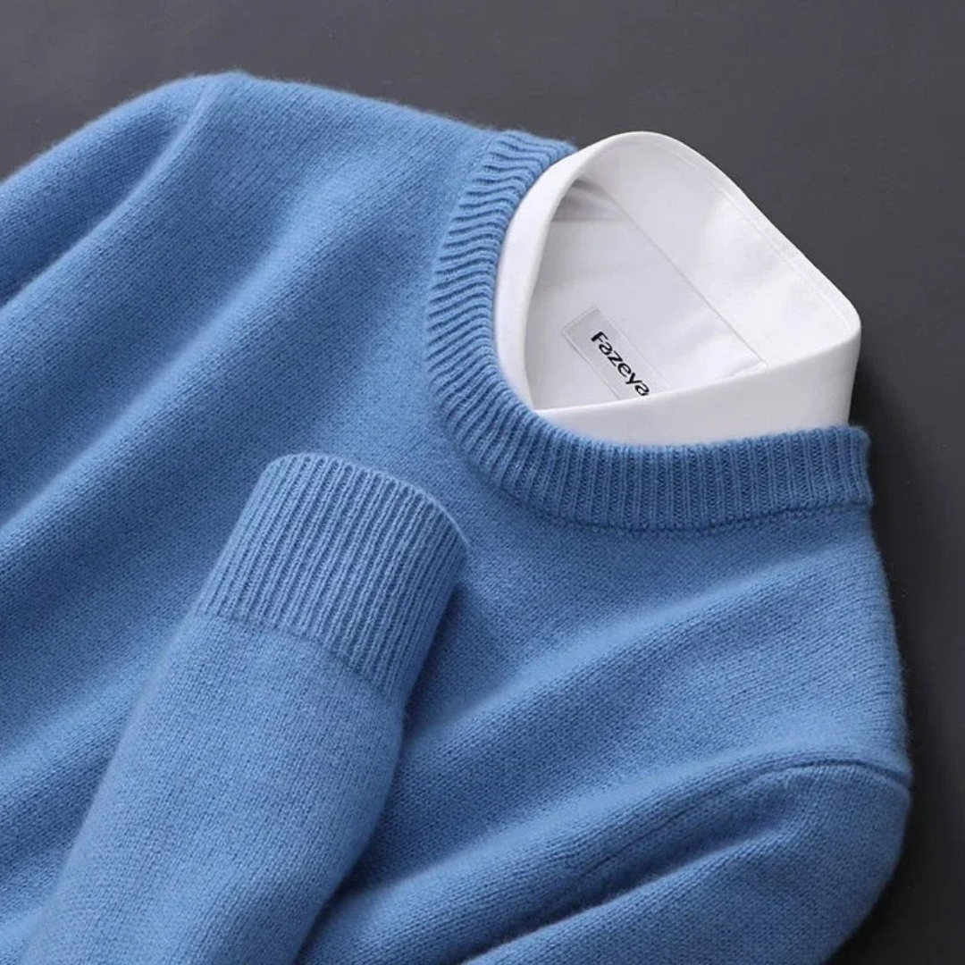 Strickpullover – Einfarbiger Strickpullover mit Rundhalsausschnitt für Männer für den Winter-Chaps Herrenmode