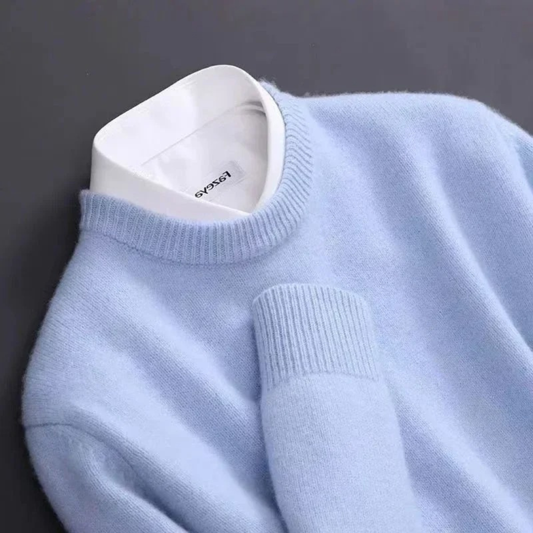 Strickpullover – Einfarbiger Strickpullover mit Rundhalsausschnitt für Männer für den Winter-Chaps Herrenmode