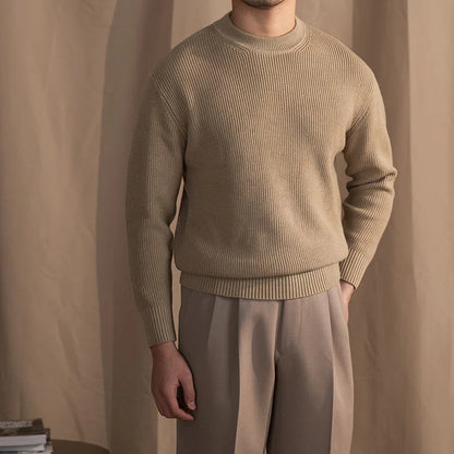 Strickpullover | Gerippt | Rundhalsausschnitt | Strickpullover | Herrenbekleidung-Beige-M-Chaps Herrenmode