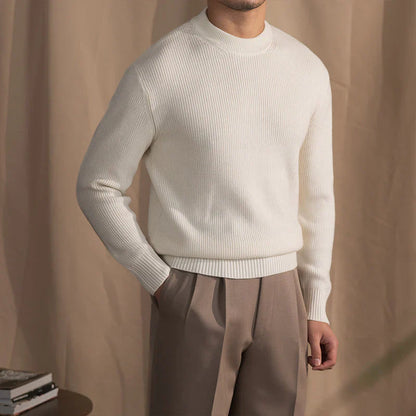 Strickpullover | Gerippt | Rundhalsausschnitt | Strickpullover | Herrenbekleidung-Weiß-M-Chaps Herrenmode
