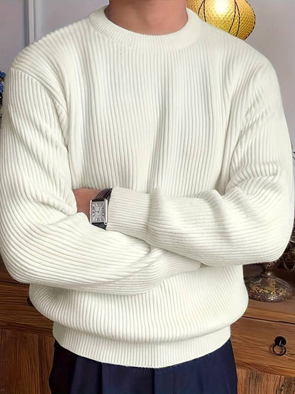 Strickpullover - Lässiger Herren Pullover mit Rundhalsausschnitt aus Rippenstrick-Chaps Herrenmode