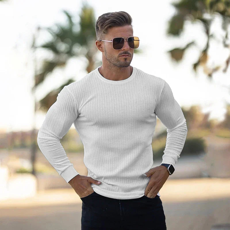 Strickpullover – Rippstrick – Langarm – Slim Fit – Herrenpullover-Chaps Herrenmode