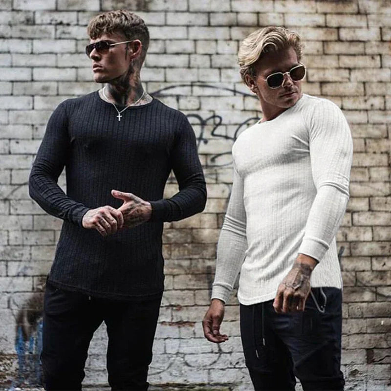 Strickpullover – Rippstrick – Langarm – Slim Fit – Herrenpullover-Chaps Herrenmode