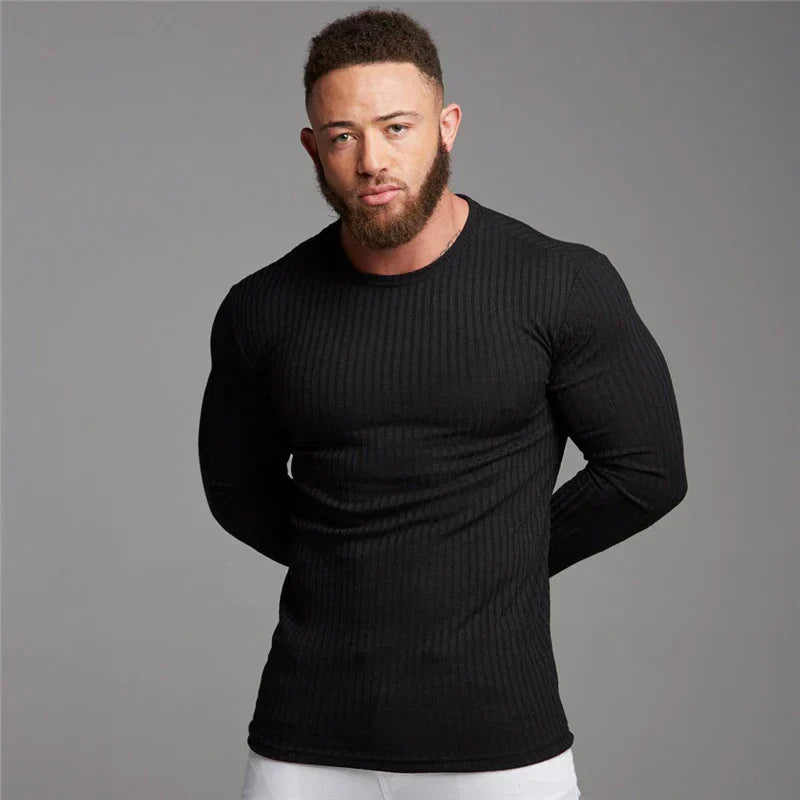 Strickpullover – Rippstrick – Langarm – Slim Fit – Herrenpullover-Chaps Herrenmode