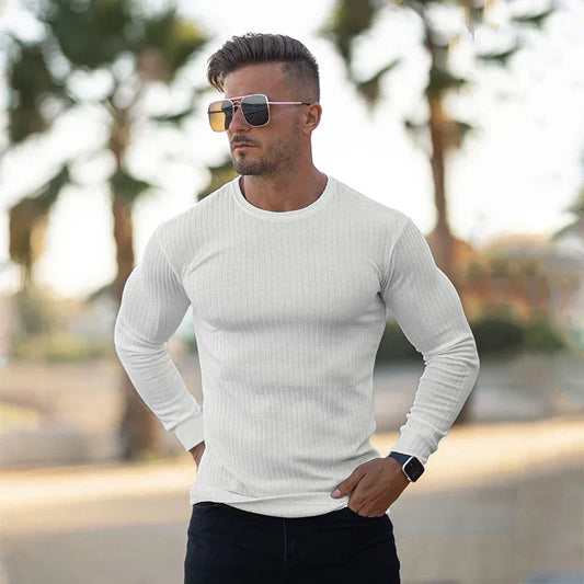 Strickpullover – Rippstrick – Langarm – Slim Fit – Herrenpullover-Chaps Herrenmode