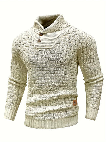 Strickpullover | Rollkragenpullover | Grobstrick | Strickpullover | Herrenbekleidung-Beige-S-Chaps Herrenmode