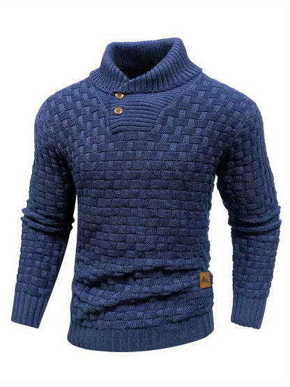 Strickpullover | Rollkragenpullover | Grobstrick | Strickpullover | Herrenbekleidung-Blau-S-Chaps Herrenmode