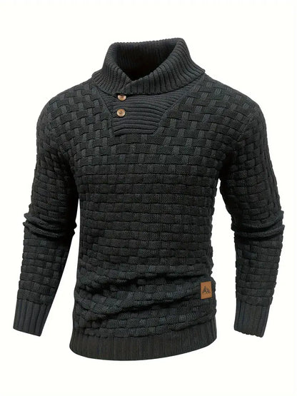Strickpullover | Rollkragenpullover | Grobstrick | Strickpullover | Herrenbekleidung-Schwarz-S-Chaps Herrenmode