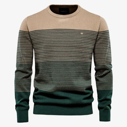 Strickpullover | Rundhalsausschnitt | Gestreift | Strickpullover | Winterkleidung für Herren-Khaki-S-Chaps Herrenmode