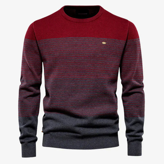 Strickpullover | Rundhalsausschnitt | Gestreift | Strickpullover | Winterkleidung für Herren-Wein-S-Chaps Herrenmode