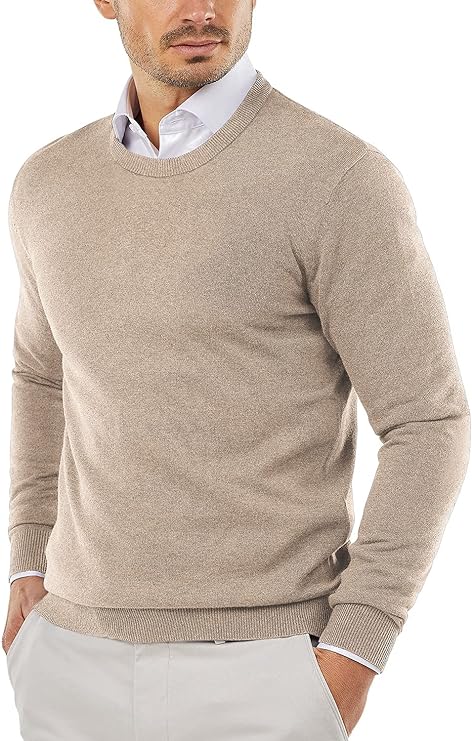 Strickpullover | Rundhalsausschnitt | Pullover | Baumwollpullover | Herrenpullover-Khaki-XS-Chaps Herrenmode