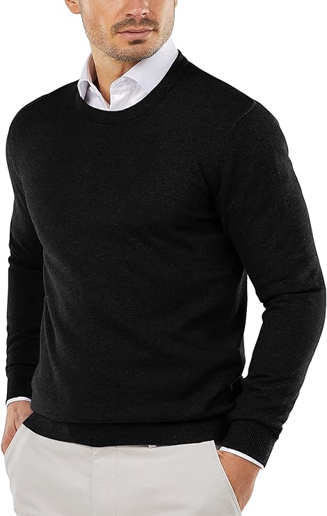 Strickpullover | Rundhalsausschnitt | Pullover | Baumwollpullover | Herrenpullover-Schwarz-XS-Chaps Herrenmode