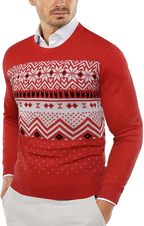 Strickpullover | Rundhalsausschnitt | Pullover | Baumwollpullover | Herrenpullover-Weihnachtsrot-XS-Chaps Herrenmode