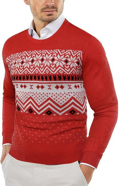 Strickpullover | Rundhalsausschnitt | Pullover | Baumwollpullover | Herrenpullover-Weihnachtsrot-XS-Chaps Herrenmode