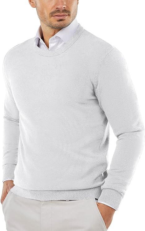 Strickpullover | Rundhalsausschnitt | Pullover | Baumwollpullover | Herrenpullover-Weiß-XS-Chaps Herrenmode