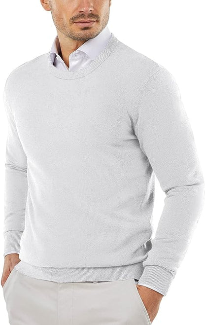 Strickpullover | Rundhalsausschnitt | Pullover | Baumwollpullover | Herrenpullover-Weiß-XS-Chaps Herrenmode
