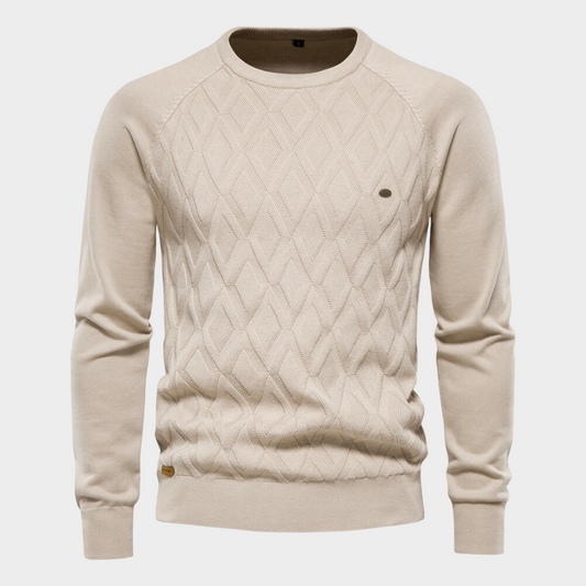 Strickpullover - Rundhalsausschnitt - Pullover - Strickpullover - Herrenbekleidung-Beige-S-Chaps Herrenmode