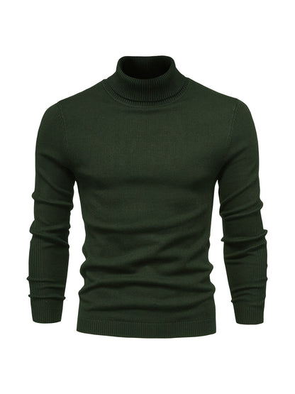 Strickpullover | Schmale Passform | Langärmlig | Rollkragen | Herrenbekleidung-Armeegrün-S-Chaps Herrenmode