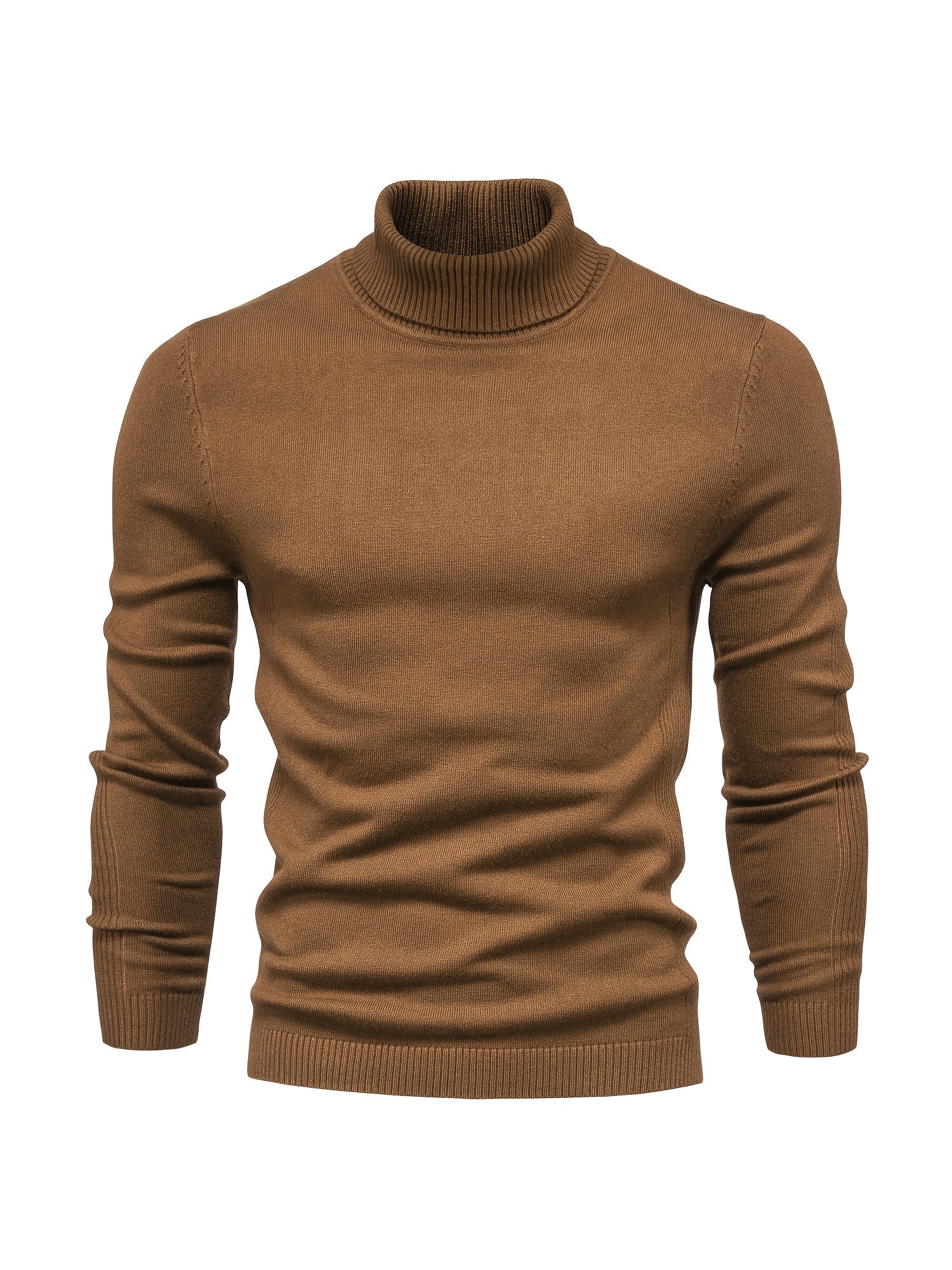 Strickpullover | Schmale Passform | Langärmlig | Rollkragen | Herrenbekleidung-Braun-S-Chaps Herrenmode