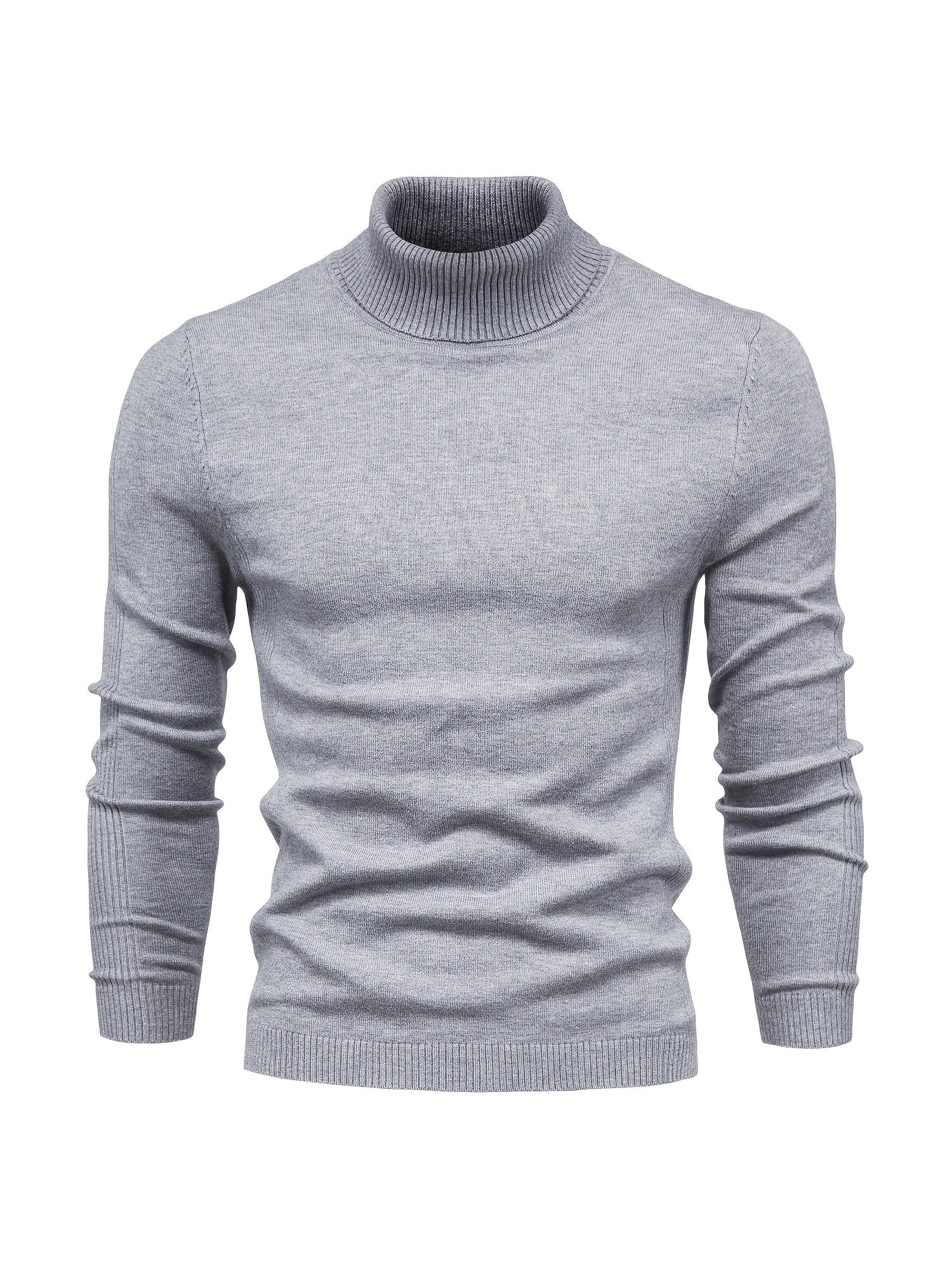Strickpullover | Schmale Passform | Langärmlig | Rollkragen | Herrenbekleidung-Grau-S-Chaps Herrenmode