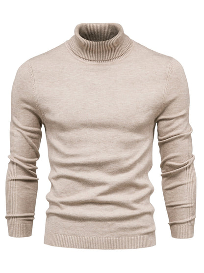 Strickpullover | Schmale Passform | Langärmlig | Rollkragen | Herrenbekleidung-Kaki-S-Chaps Herrenmode