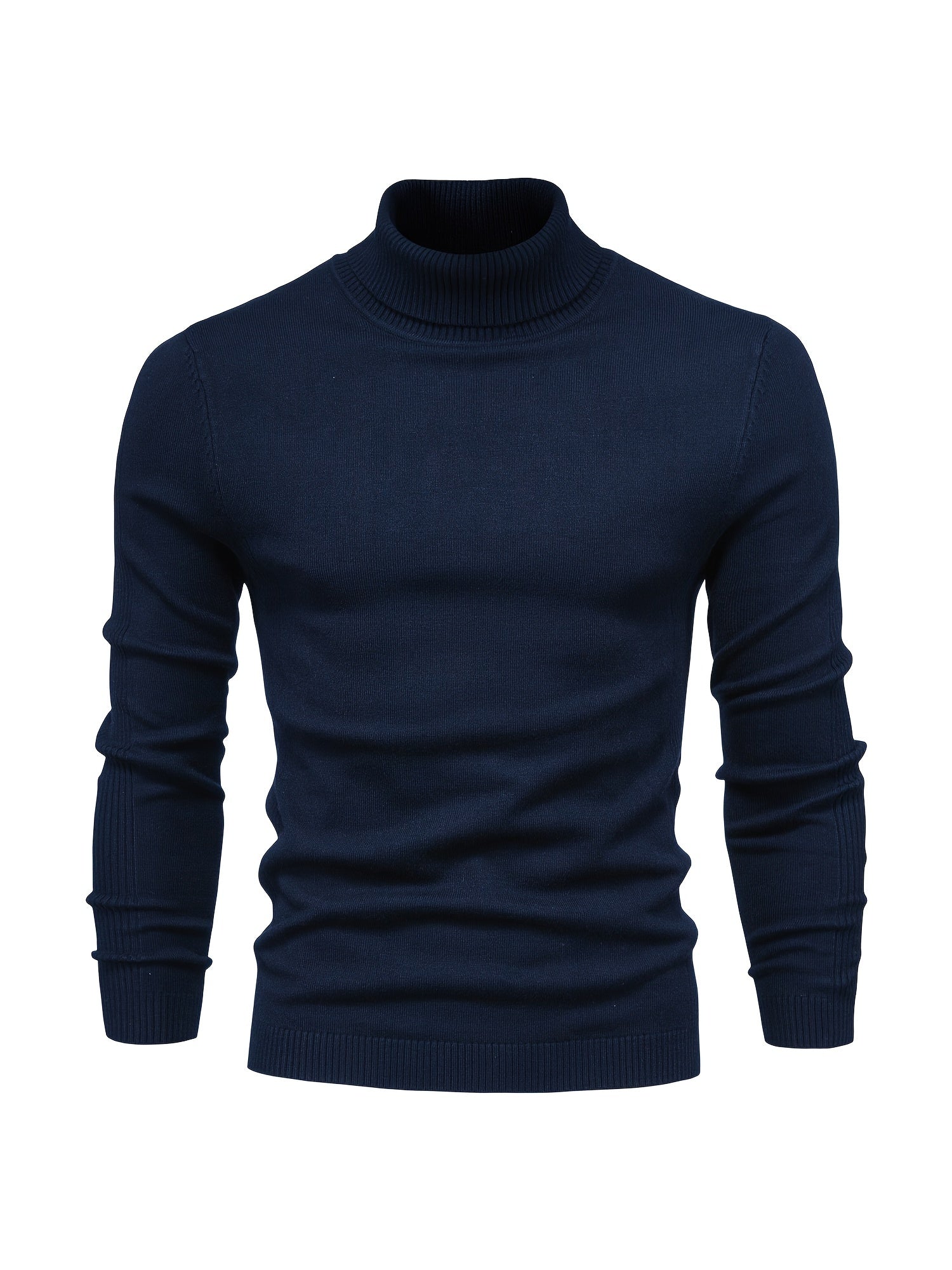 Strickpullover | Schmale Passform | Langärmlig | Rollkragen | Herrenbekleidung-Marineblau-S-Chaps Herrenmode