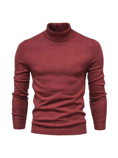 Strickpullover | Schmale Passform | Langärmlig | Rollkragen | Herrenbekleidung-Rot-S-Chaps Herrenmode