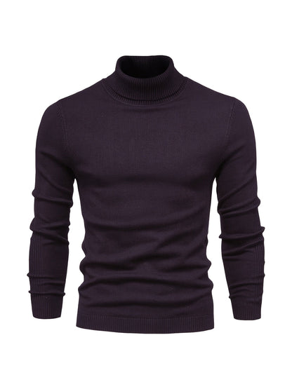 Strickpullover | Schmale Passform | Langärmlig | Rollkragen | Herrenbekleidung-Schwarz-Rot-S-Chaps Herrenmode