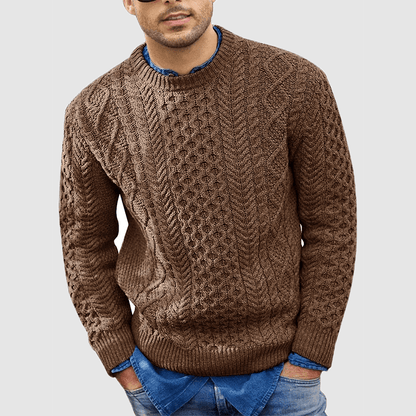 Strickpullover - Warm - Rundhalsausschnitt - Strickpullover - Herrenbekleidung-Braun-S-Chaps Herrenmode