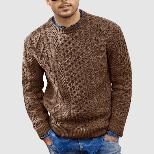 Strickpullover - Warm - Rundhalsausschnitt - Strickpullover - Herrenbekleidung-Braun-S-Chaps Herrenmode