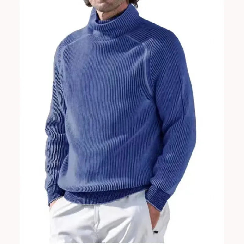 Strickpullover – Warmer Rollkragenpullover für Männer aus Rippstrick-Blau-XS-Chaps Herrenmode