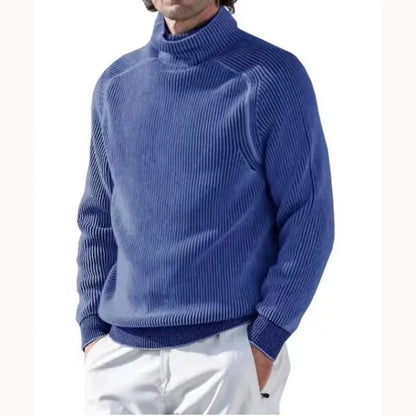 Strickpullover – Warmer Rollkragenpullover für Männer aus Rippstrick-Blau-XS-Chaps Herrenmode