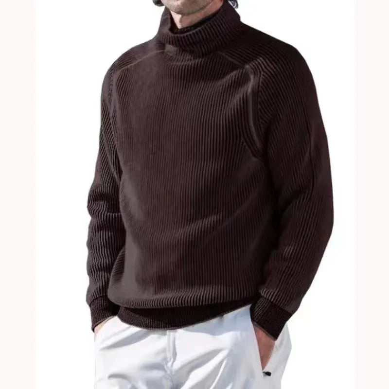 Strickpullover – Warmer Rollkragenpullover für Männer aus Rippstrick-Braun-XS-Chaps Herrenmode