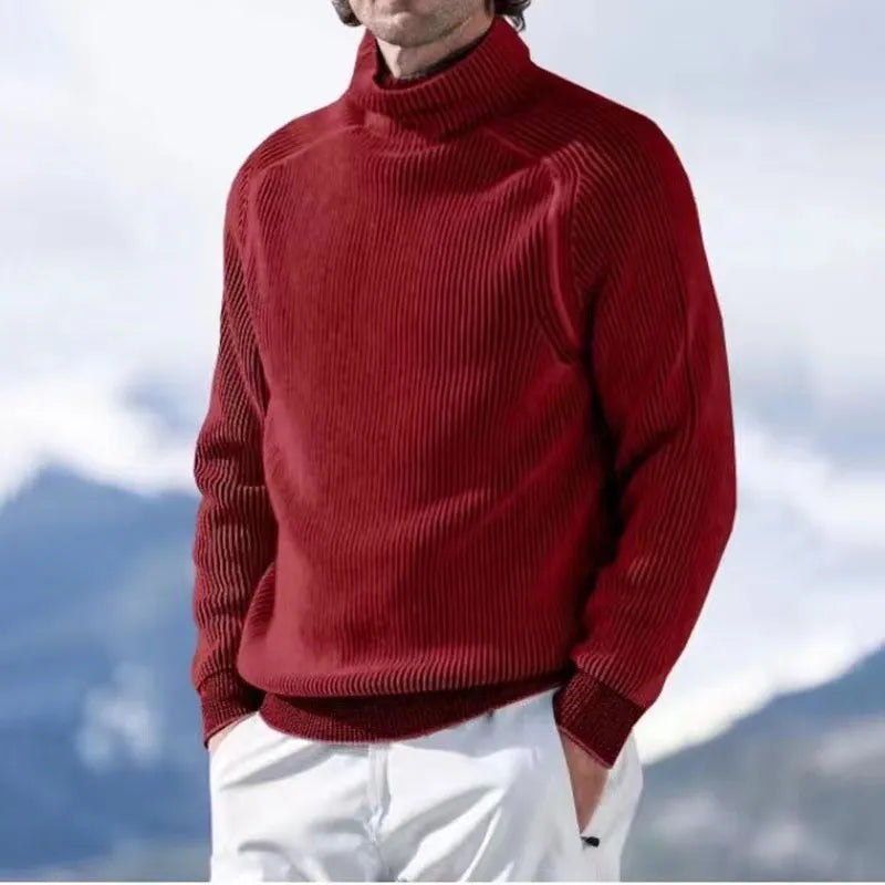 Strickpullover – Warmer Rollkragenpullover für Männer aus Rippstrick-Rot-XS-Chaps Herrenmode