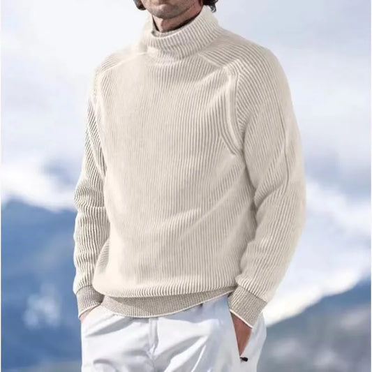 Strickpullover – Warmer Rollkragenpullover für Männer aus Rippstrick-Weiß-XS-Chaps Herrenmode